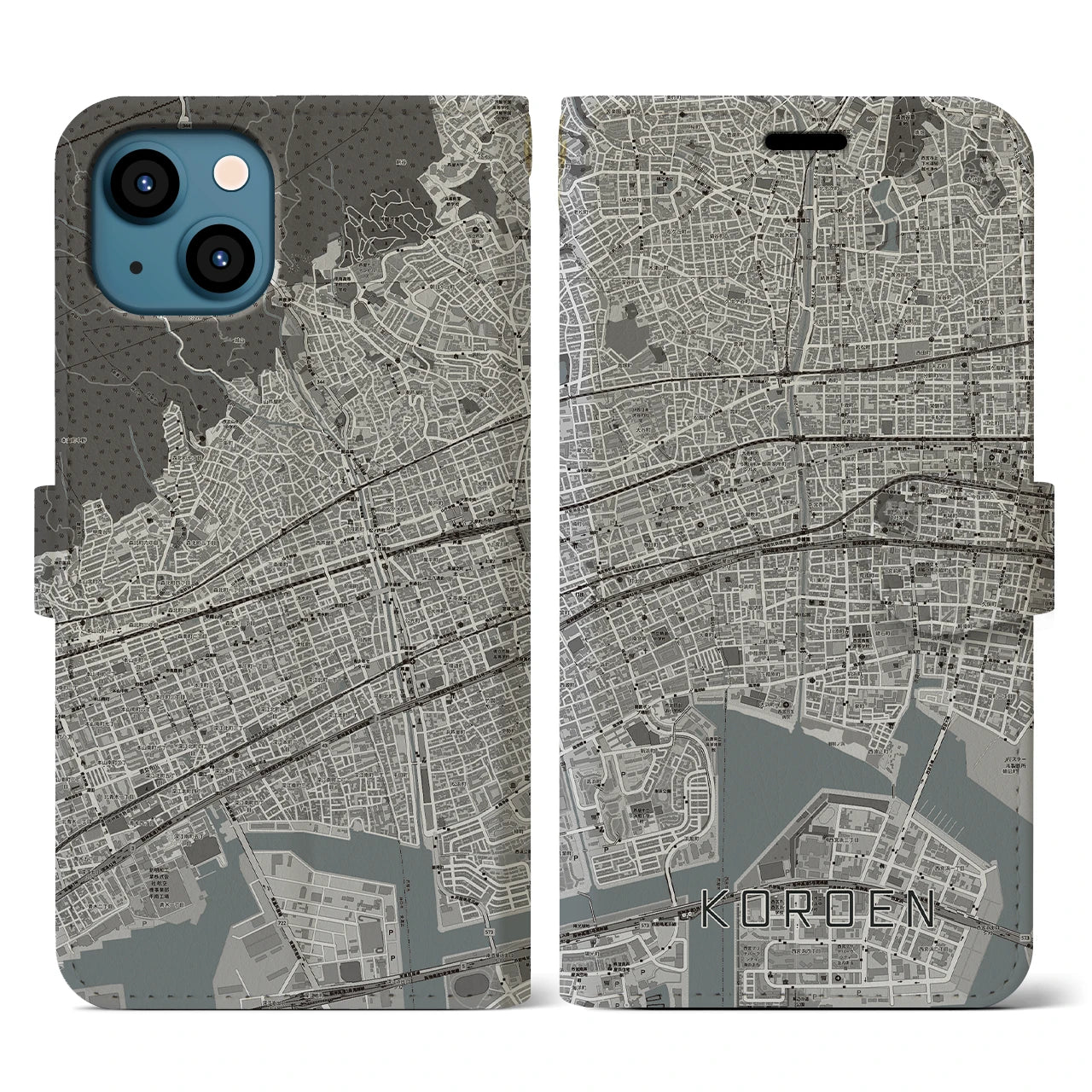 【香櫨園（兵庫県）】地図柄iPhoneケース（手帳タイプ）