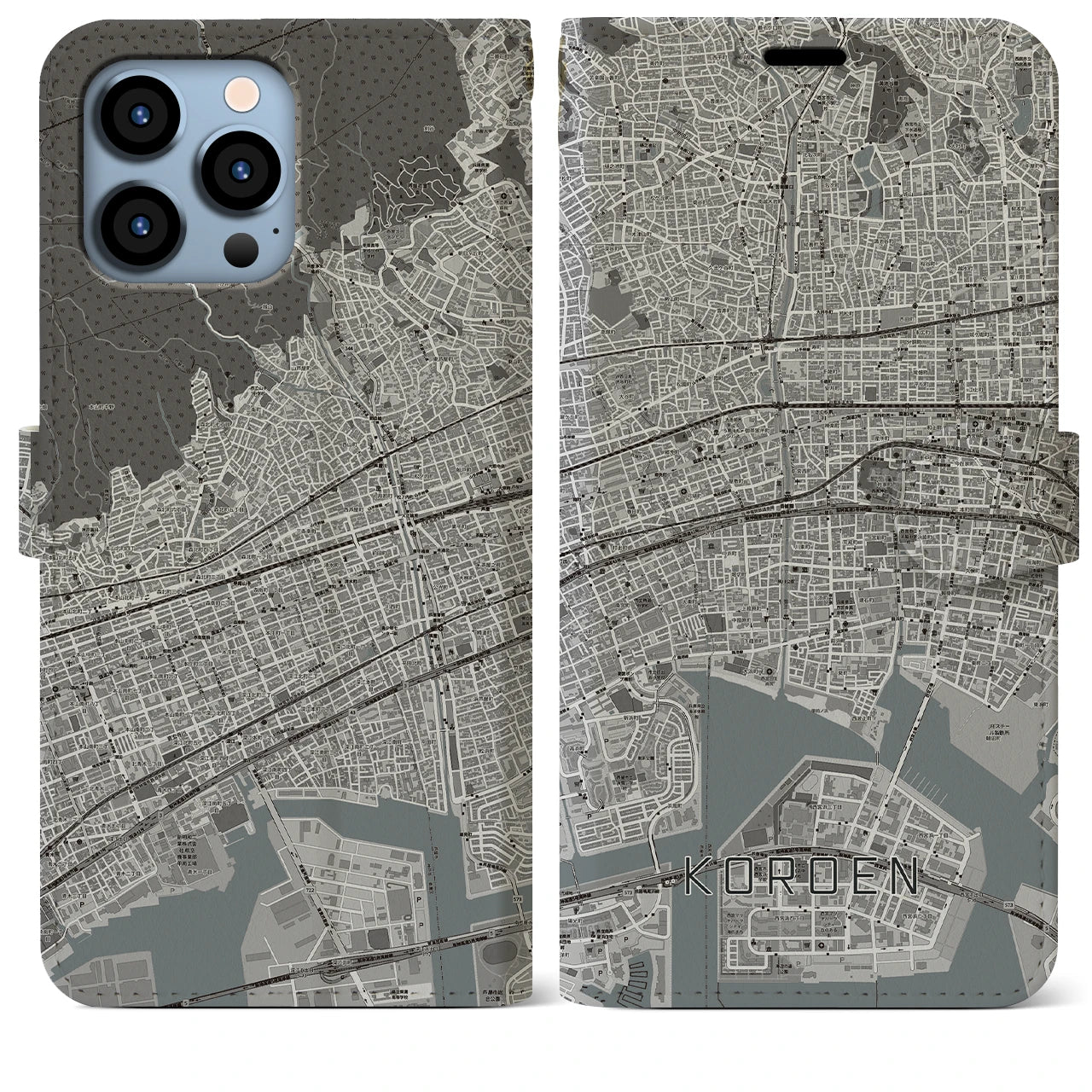 【香櫨園（兵庫県）】地図柄iPhoneケース（手帳タイプ）