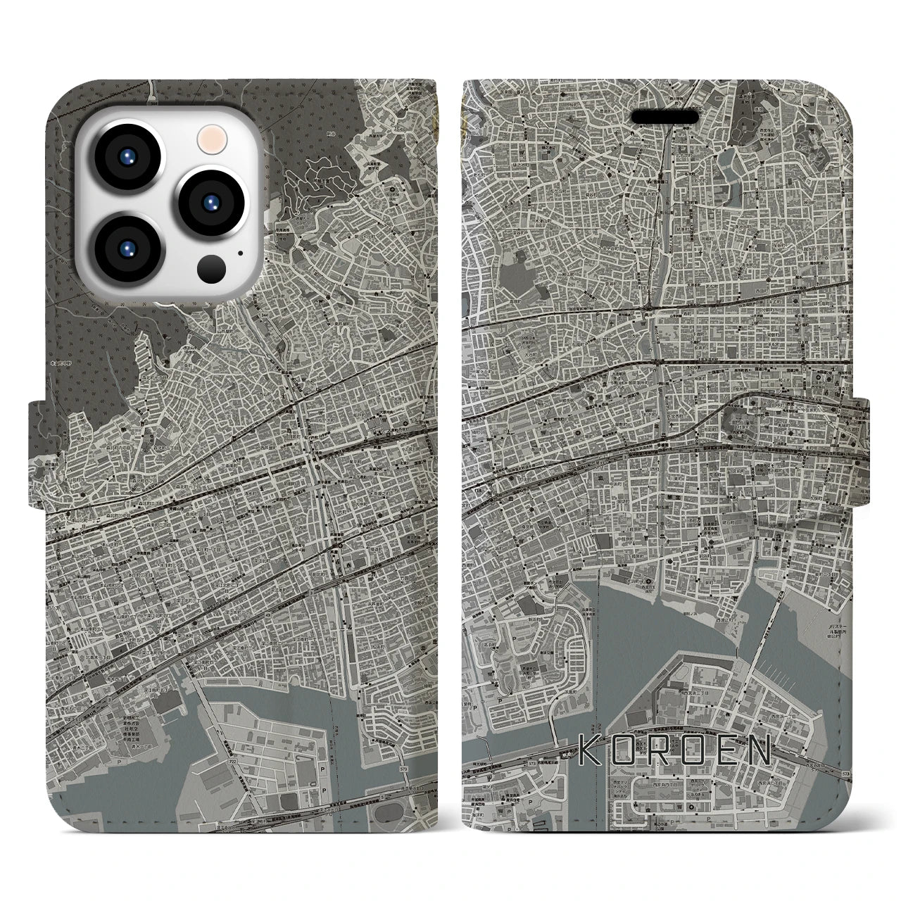 【香櫨園（兵庫県）】地図柄iPhoneケース（手帳タイプ）