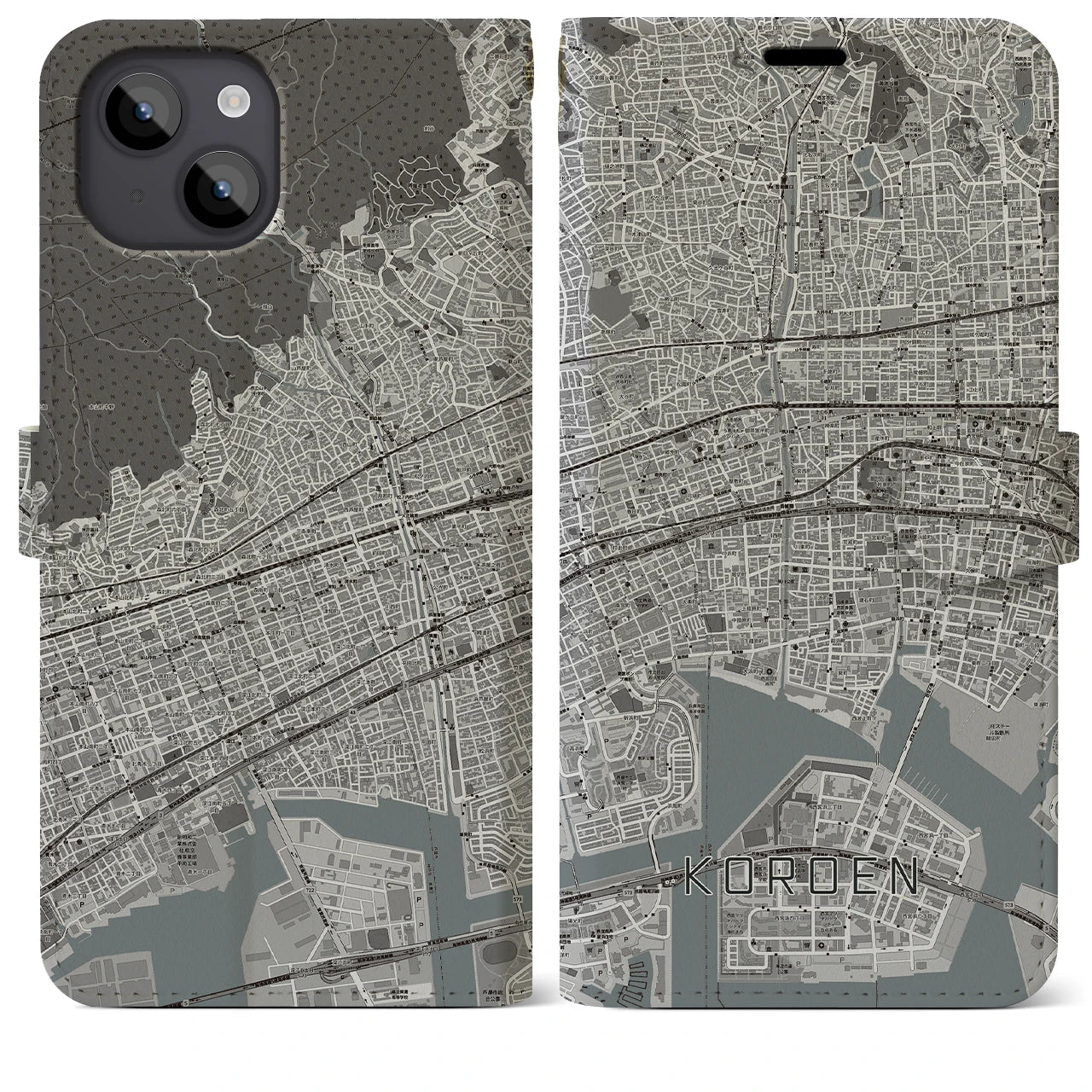 【香櫨園（兵庫県）】地図柄iPhoneケース（手帳タイプ）