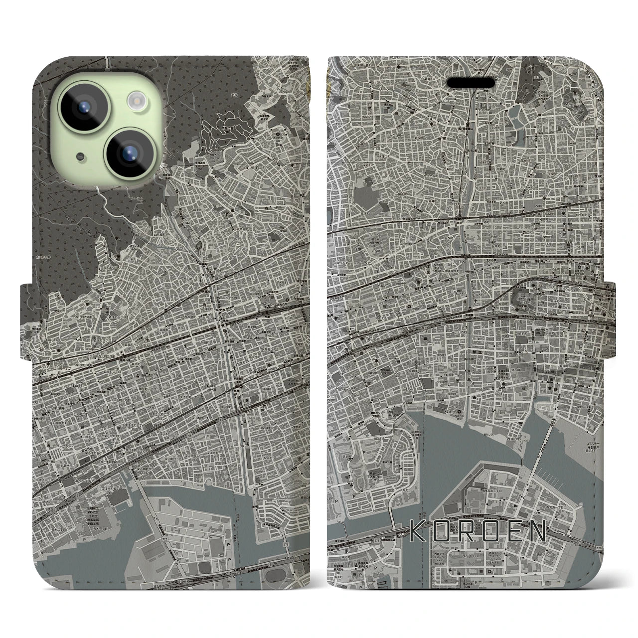 【香櫨園（兵庫県）】地図柄iPhoneケース（手帳タイプ）