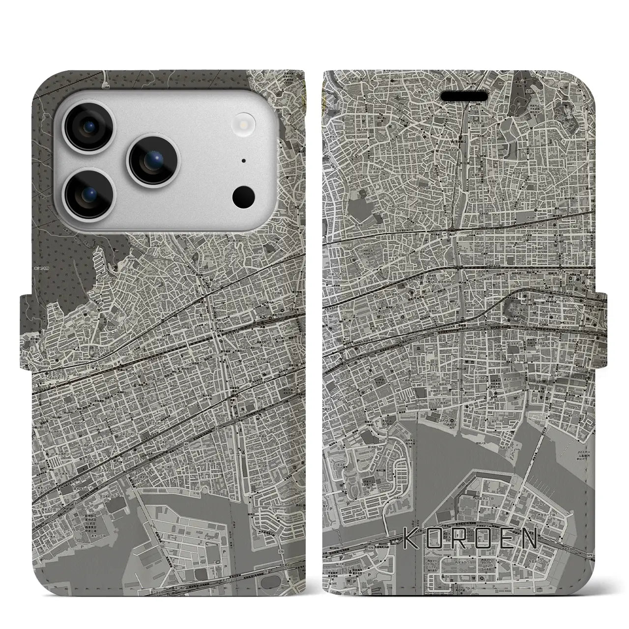 【香櫨園（兵庫県）】地図柄iPhoneケース（手帳タイプ）