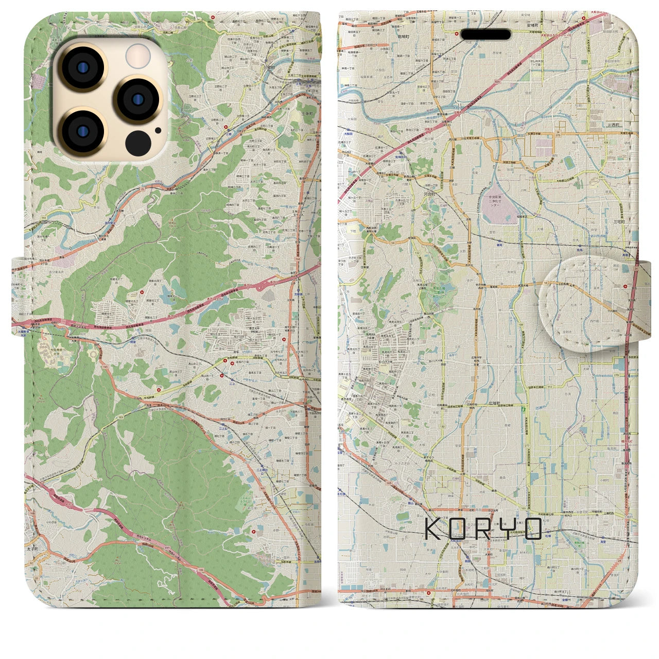 【広陵（奈良県）】地図柄iPhoneケース（手帳タイプ）