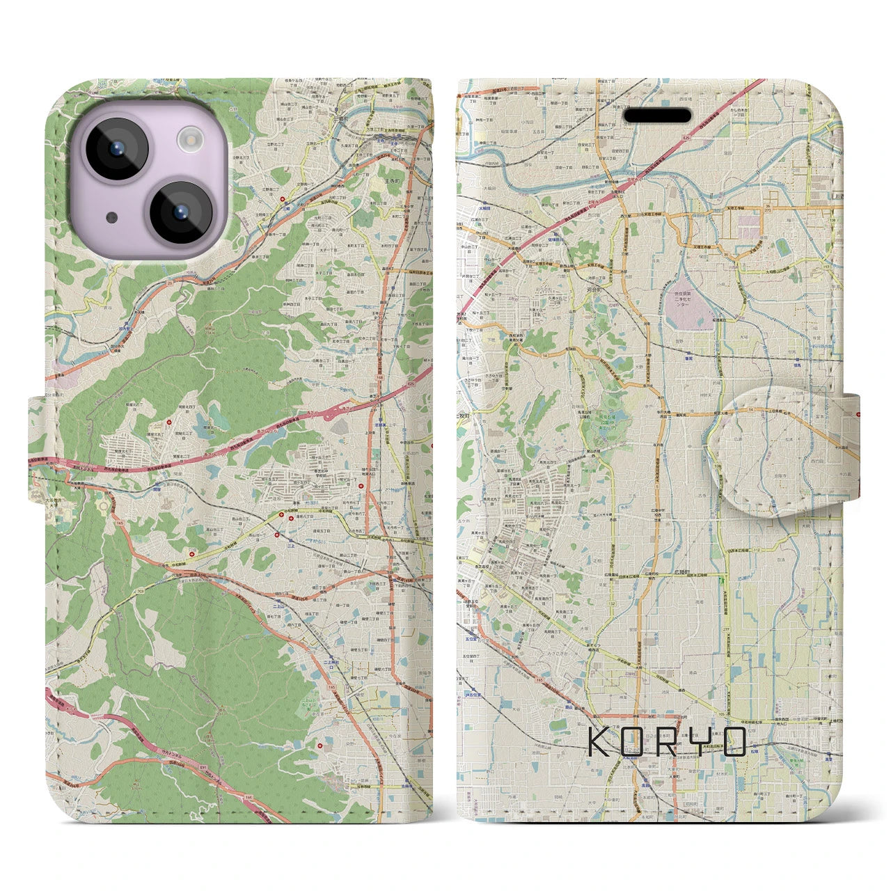 【広陵（奈良県）】地図柄iPhoneケース（手帳タイプ）