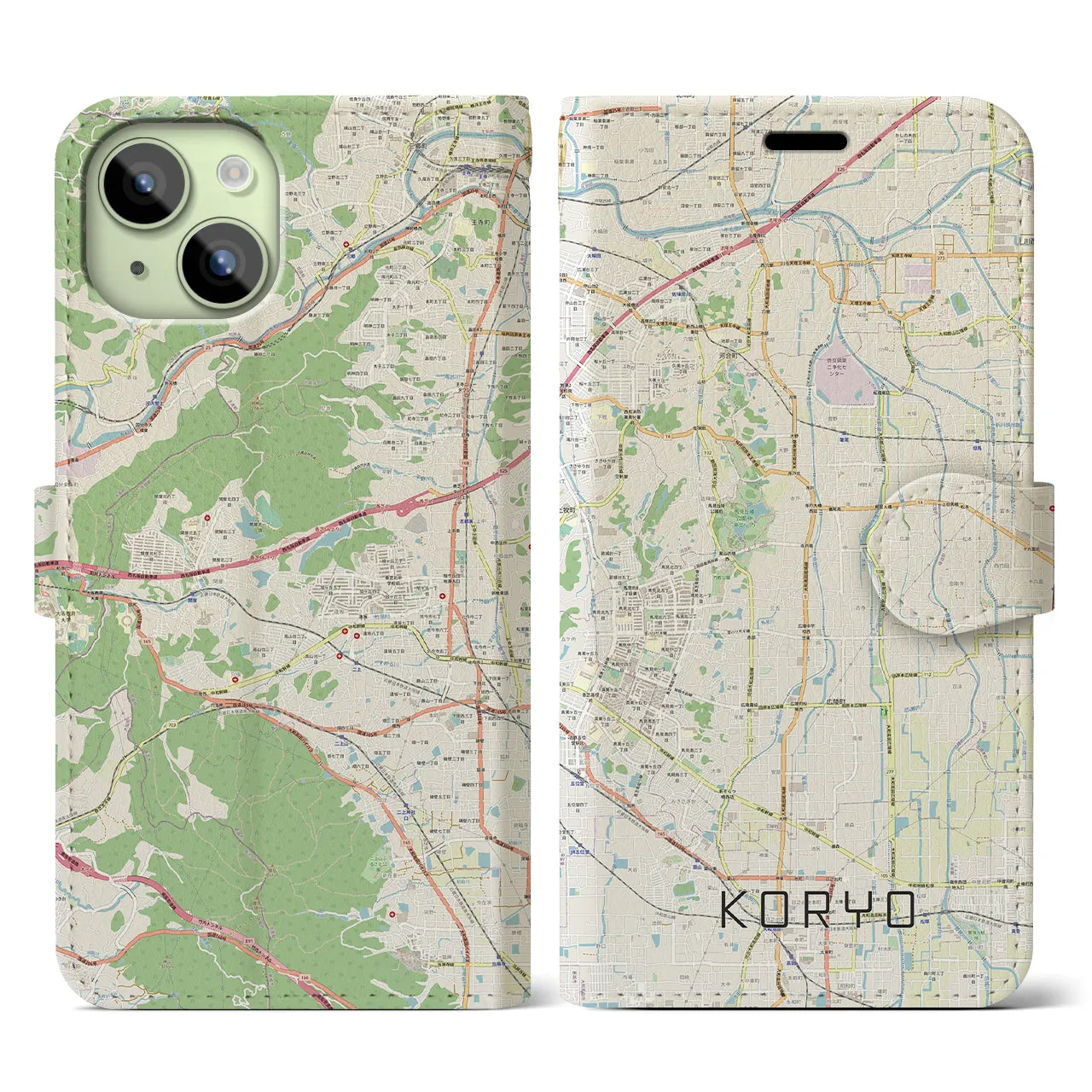 【広陵（奈良県）】地図柄iPhoneケース（手帳タイプ）