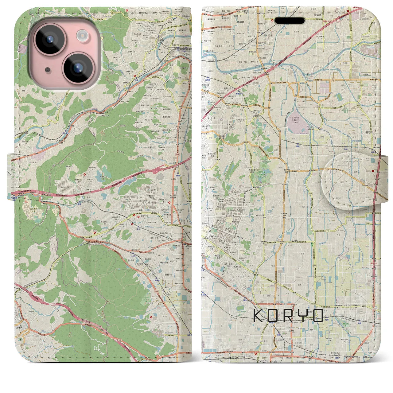 【広陵（奈良県）】地図柄iPhoneケース（手帳タイプ）