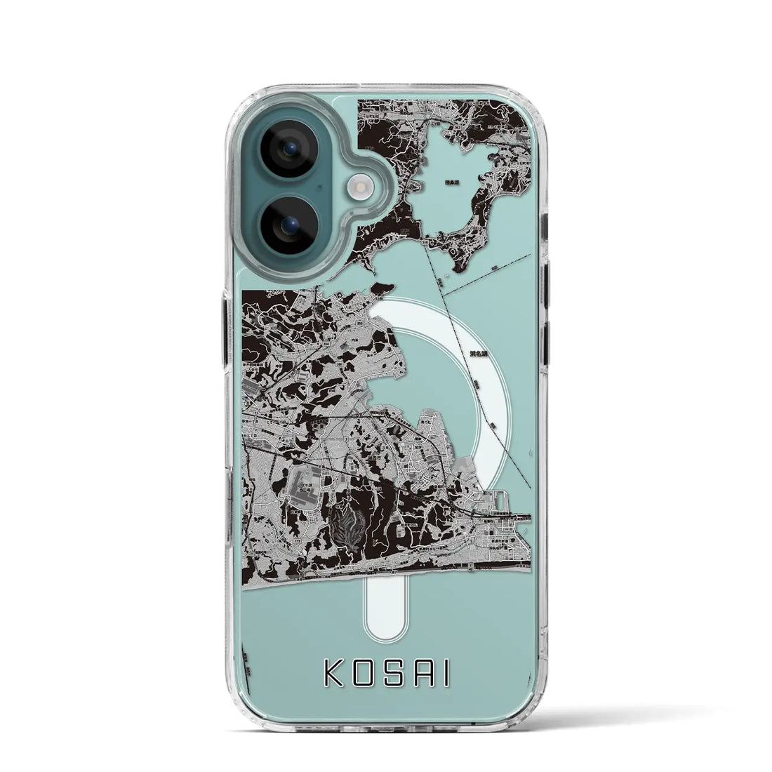 【湖西（静岡県）】地図柄iPhoneケース（MagSafeタイプ）モノトーン・iPhone 16 Pro 用