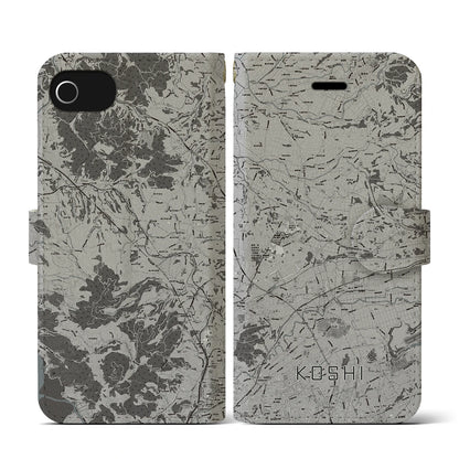 【合志（熊本県）】地図柄iPhoneケース（手帳タイプ）モノトーン・iPhone SE（第3 / 第2世代） / 8 / 7 / 6s / 6 用