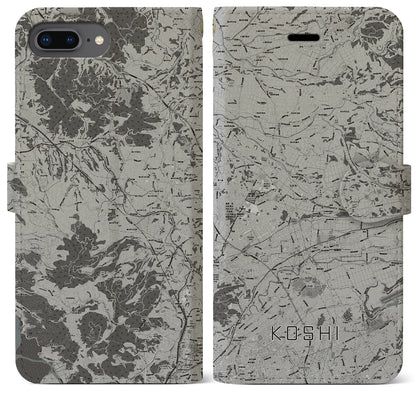 【合志（熊本県）】地図柄iPhoneケース（手帳タイプ）モノトーン・iPhone 8Plus /7Plus / 6sPlus / 6Plus 用