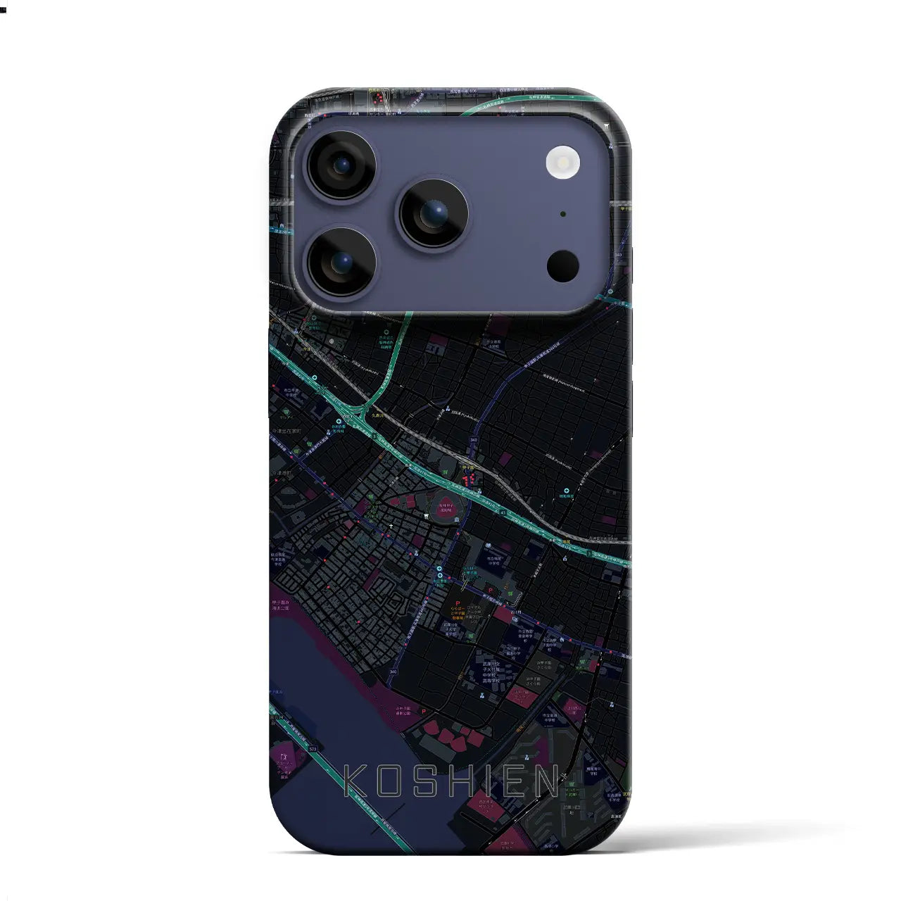 【甲子園（兵庫県）】地図柄iPhoneケース（バックカバータイプ）