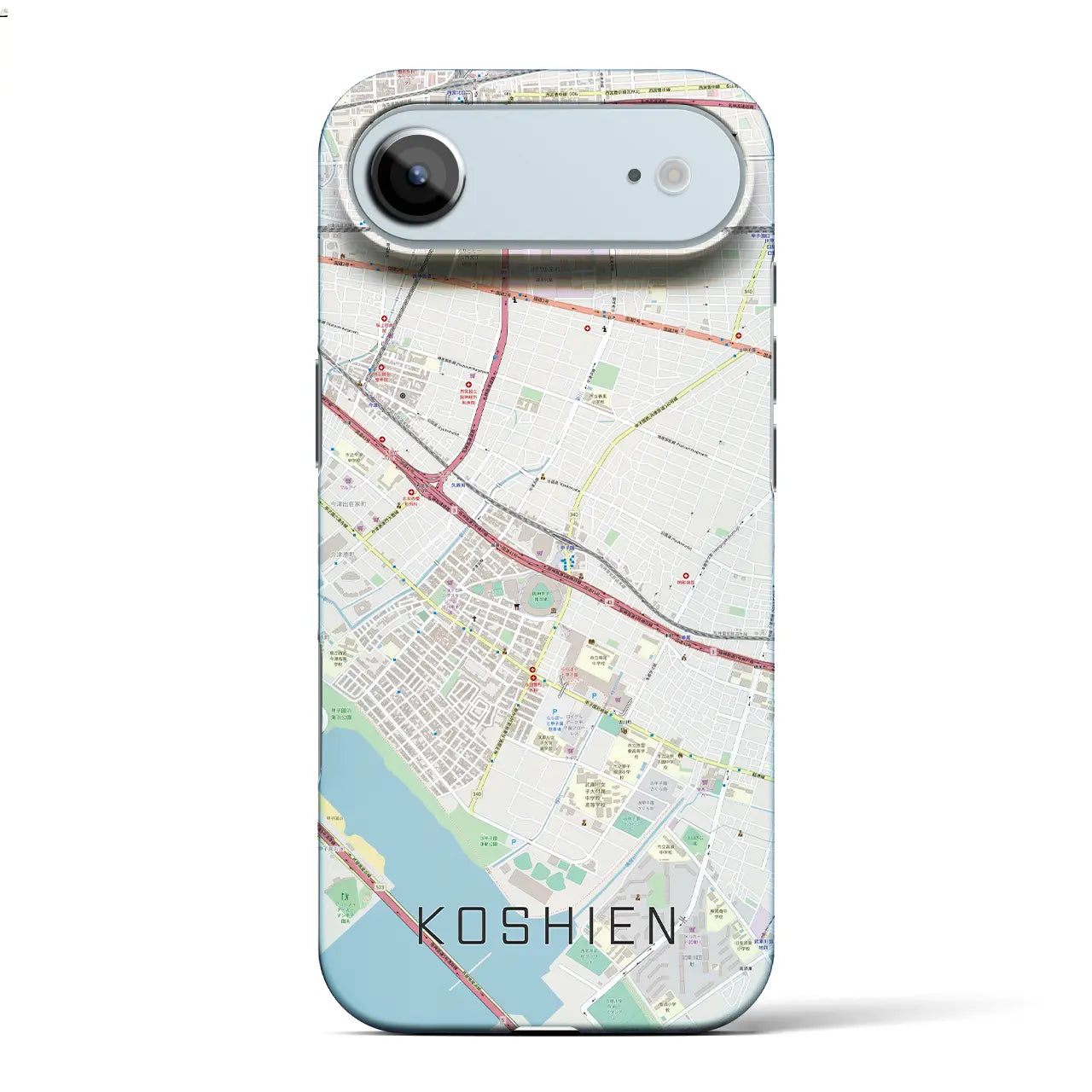 【甲子園（兵庫県）】地図柄iPhoneケース（バックカバータイプ）