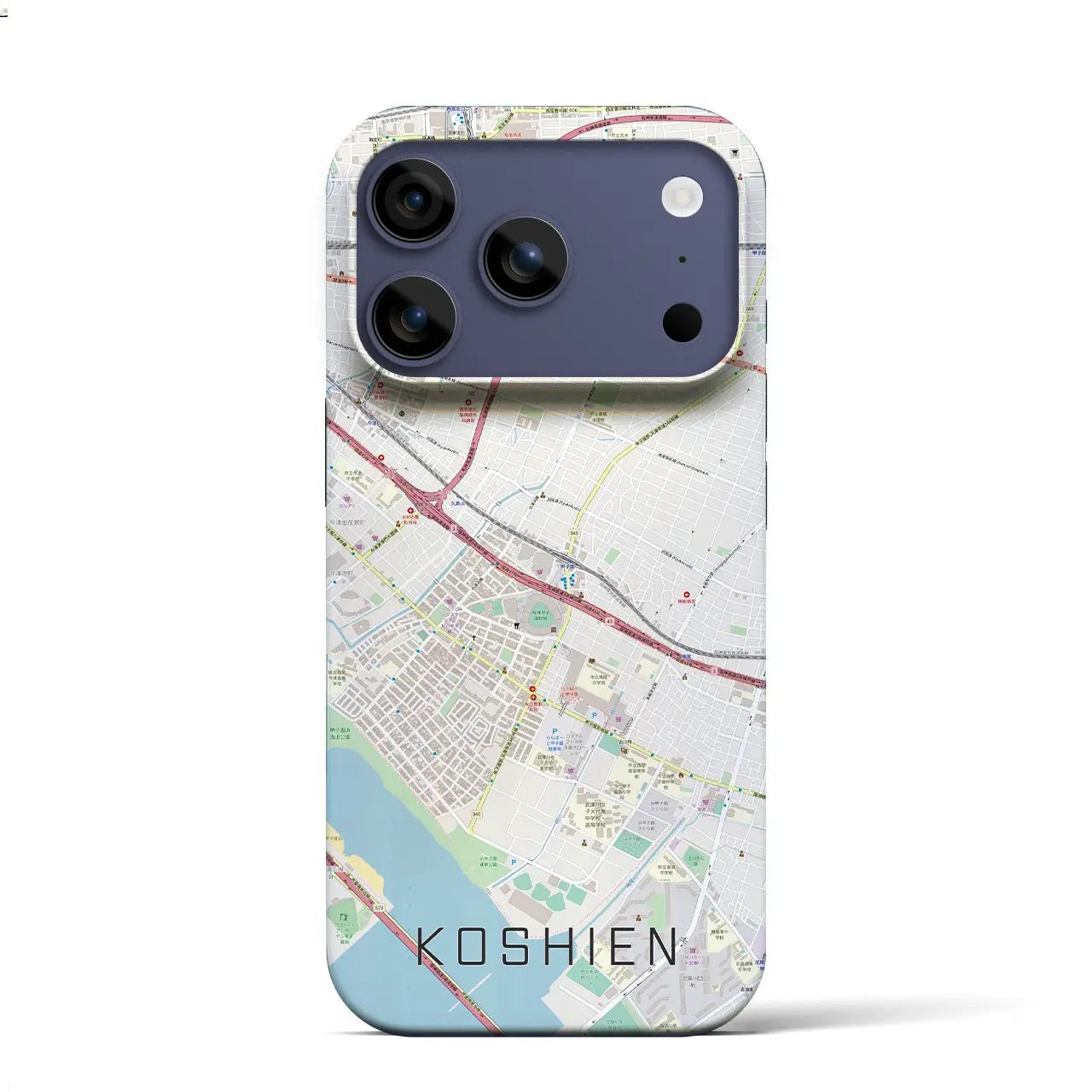 【甲子園（兵庫県）】地図柄iPhoneケース（バックカバータイプ）