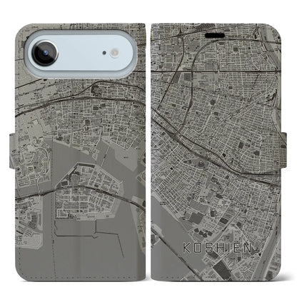 【甲子園（兵庫県）】地図柄iPhoneケース（手帳タイプ）