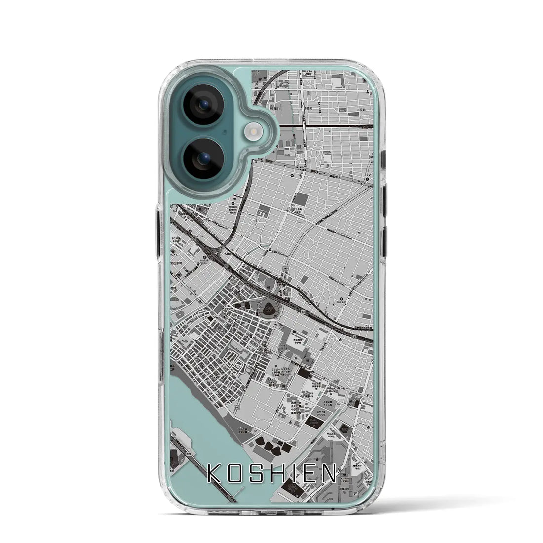 【甲子園（兵庫県）】地図柄iPhoneケース（MagSafeタイプ）モノトーン・iPhone 16 Pro 用