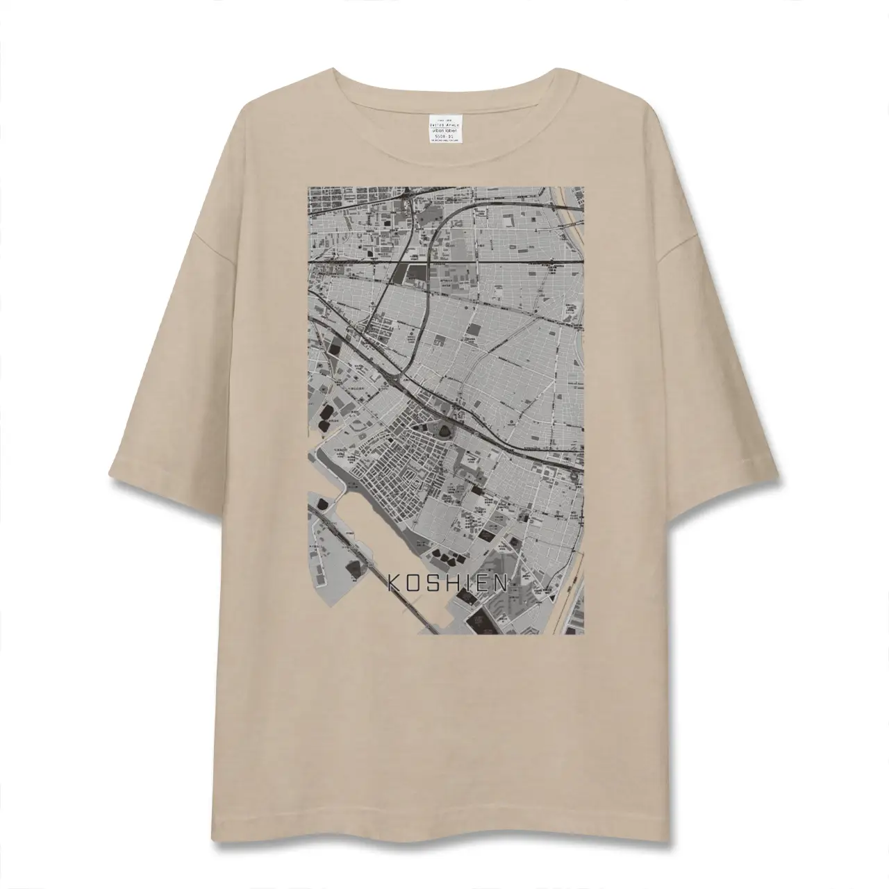 【甲子園（兵庫県）】地図柄ビッグシルエットTシャツ
