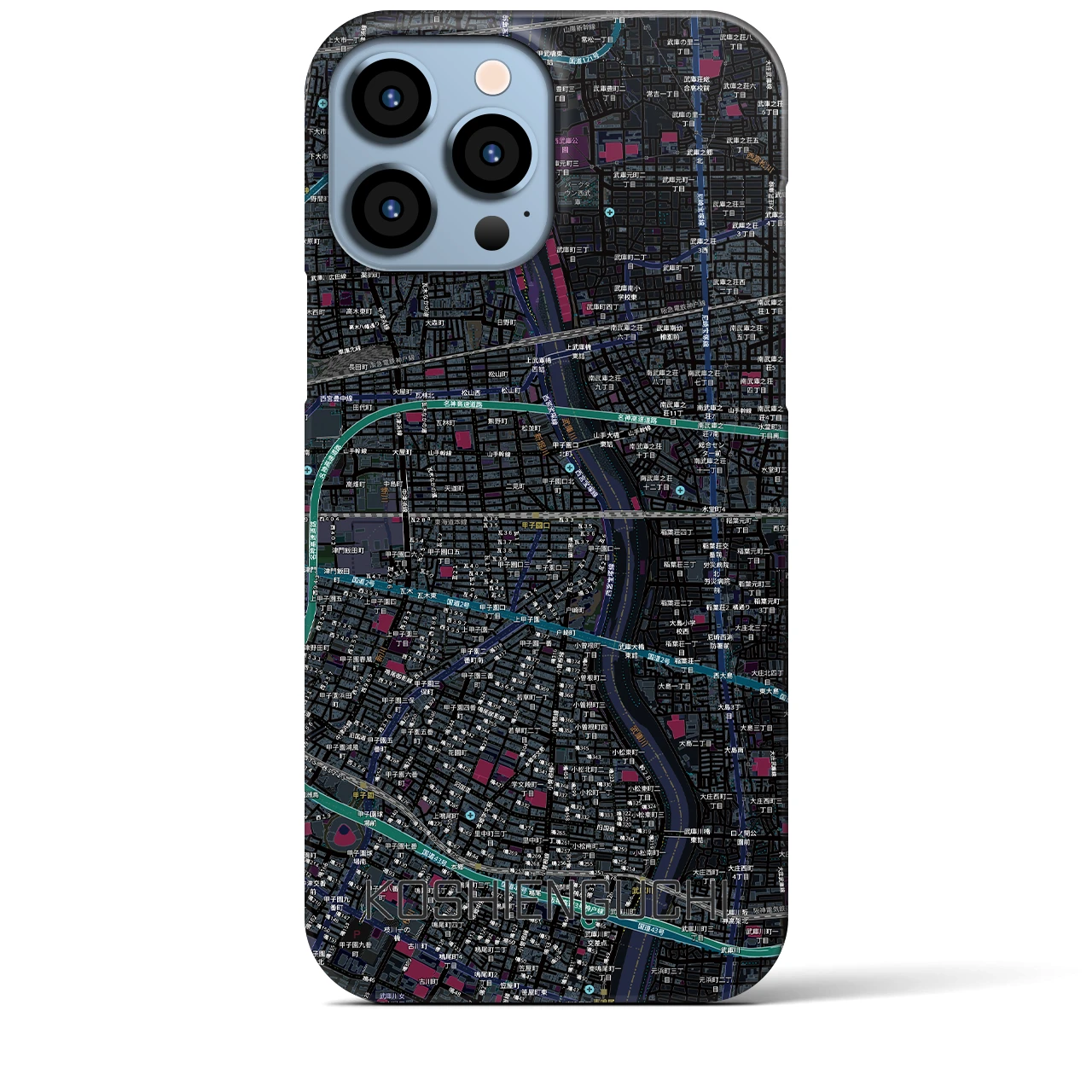 【甲子園口（兵庫県）】地図柄iPhoneケース（バックカバータイプ）