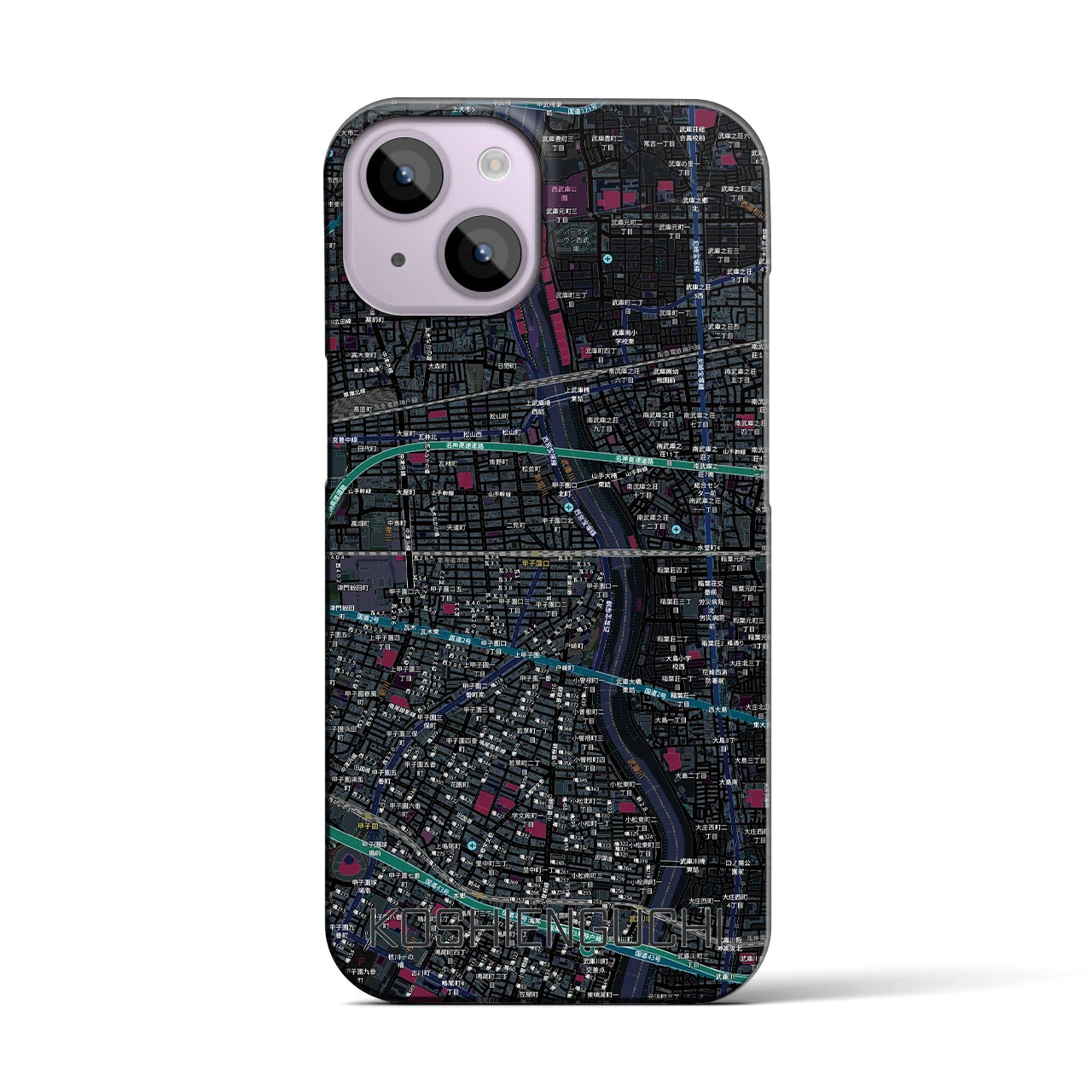 【甲子園口（兵庫県）】地図柄iPhoneケース（バックカバータイプ）