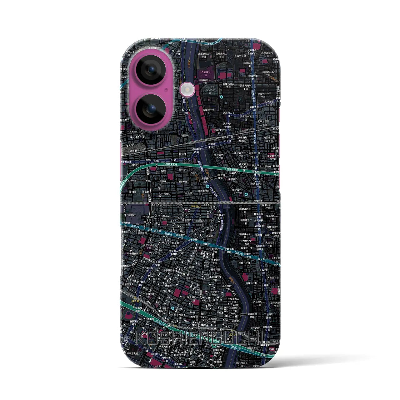 【甲子園口（兵庫県）】地図柄iPhoneケース（バックカバータイプ）