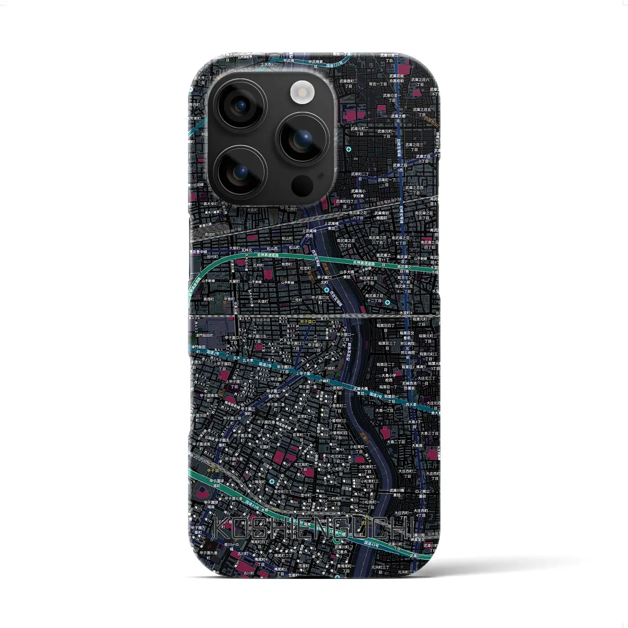 【甲子園口（兵庫県）】地図柄iPhoneケース（バックカバータイプ）