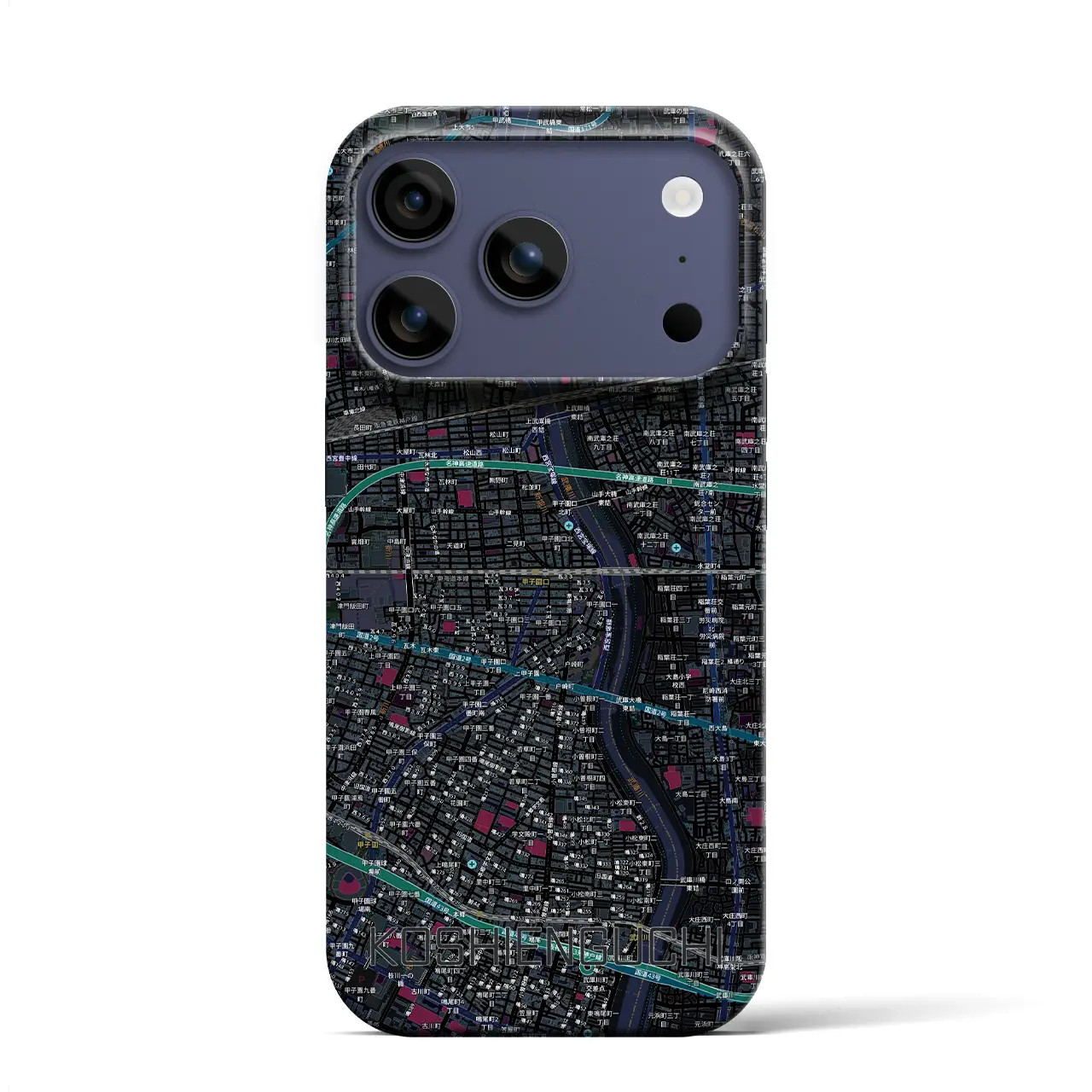 【甲子園口（兵庫県）】地図柄iPhoneケース（バックカバータイプ）