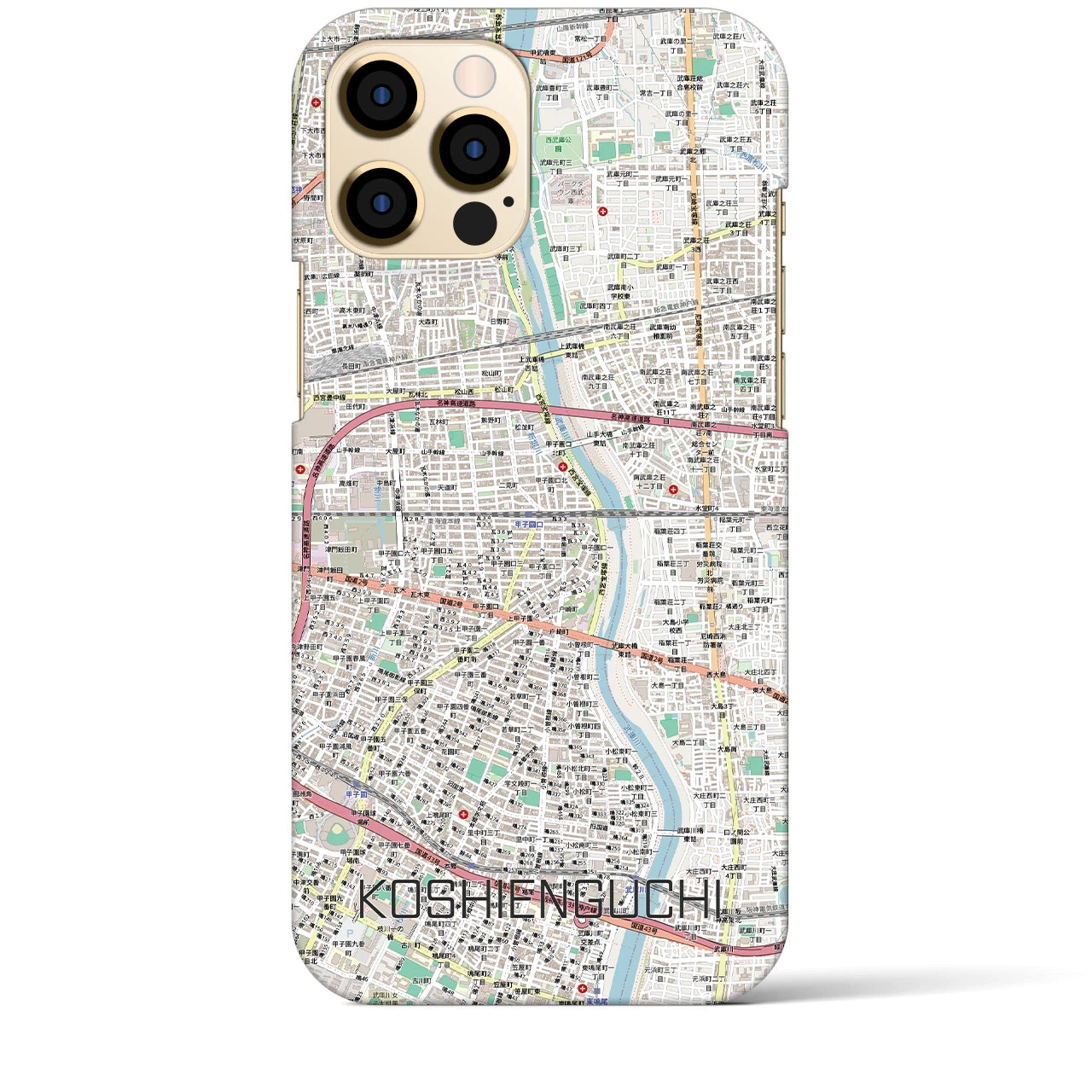 【甲子園口（兵庫県）】地図柄iPhoneケース（バックカバータイプ）