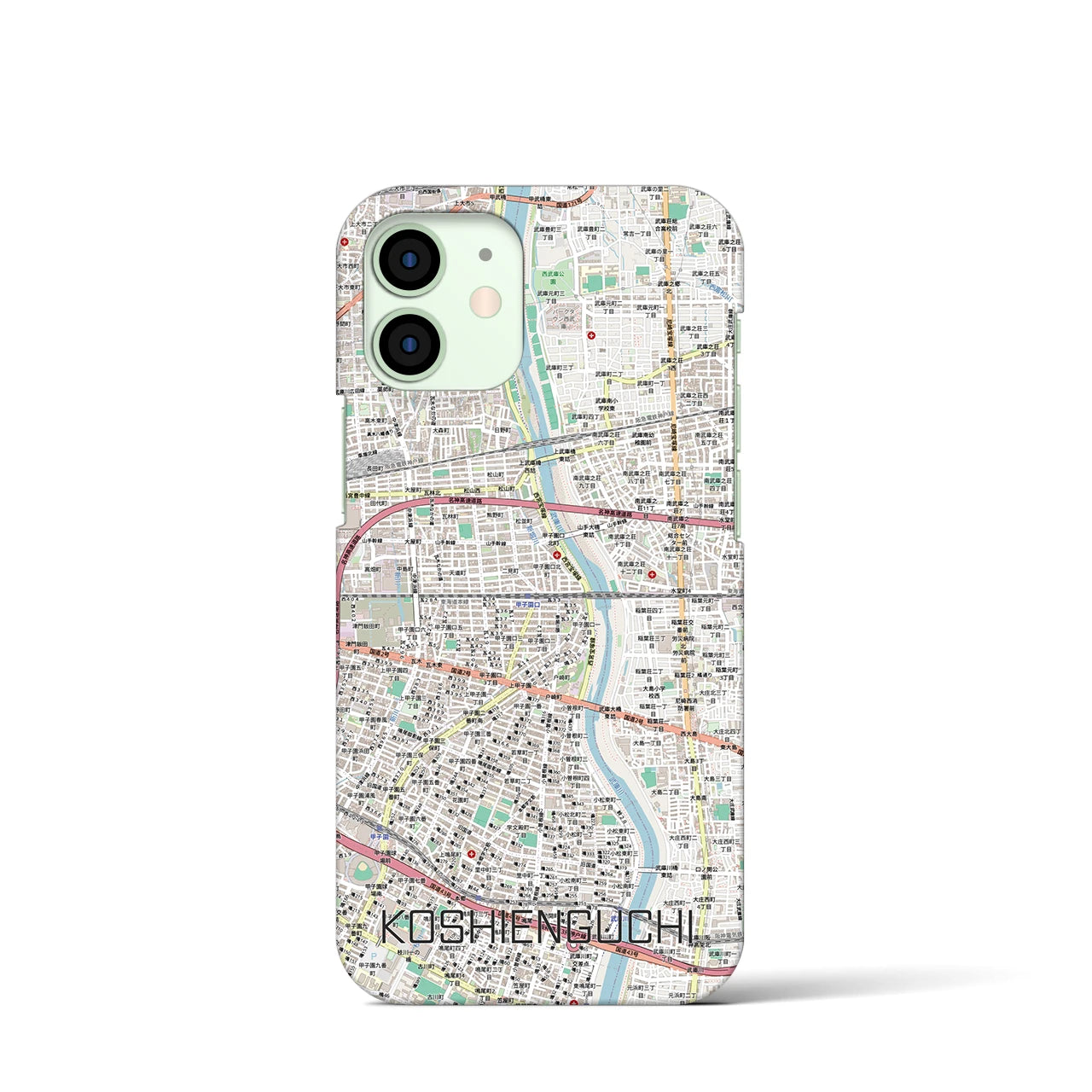 【甲子園口（兵庫県）】地図柄iPhoneケース（バックカバータイプ）