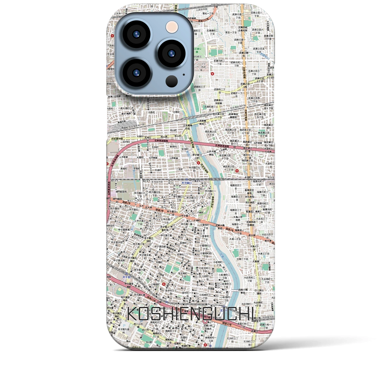 【甲子園口（兵庫県）】地図柄iPhoneケース（バックカバータイプ）