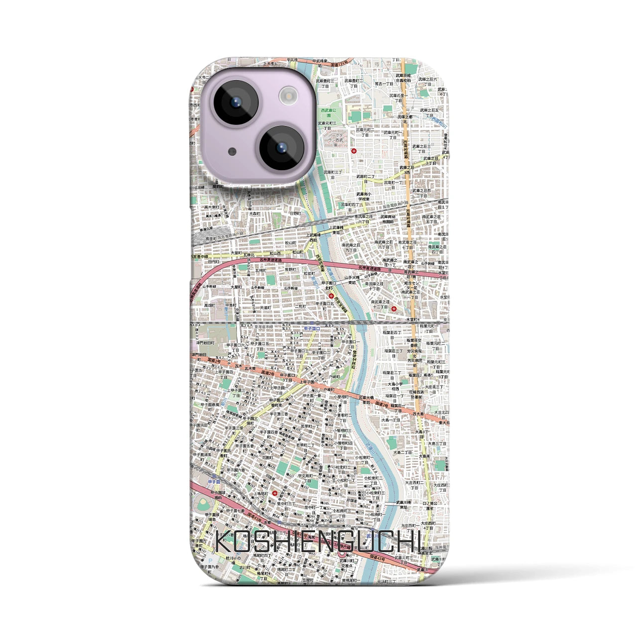 【甲子園口（兵庫県）】地図柄iPhoneケース（バックカバータイプ）