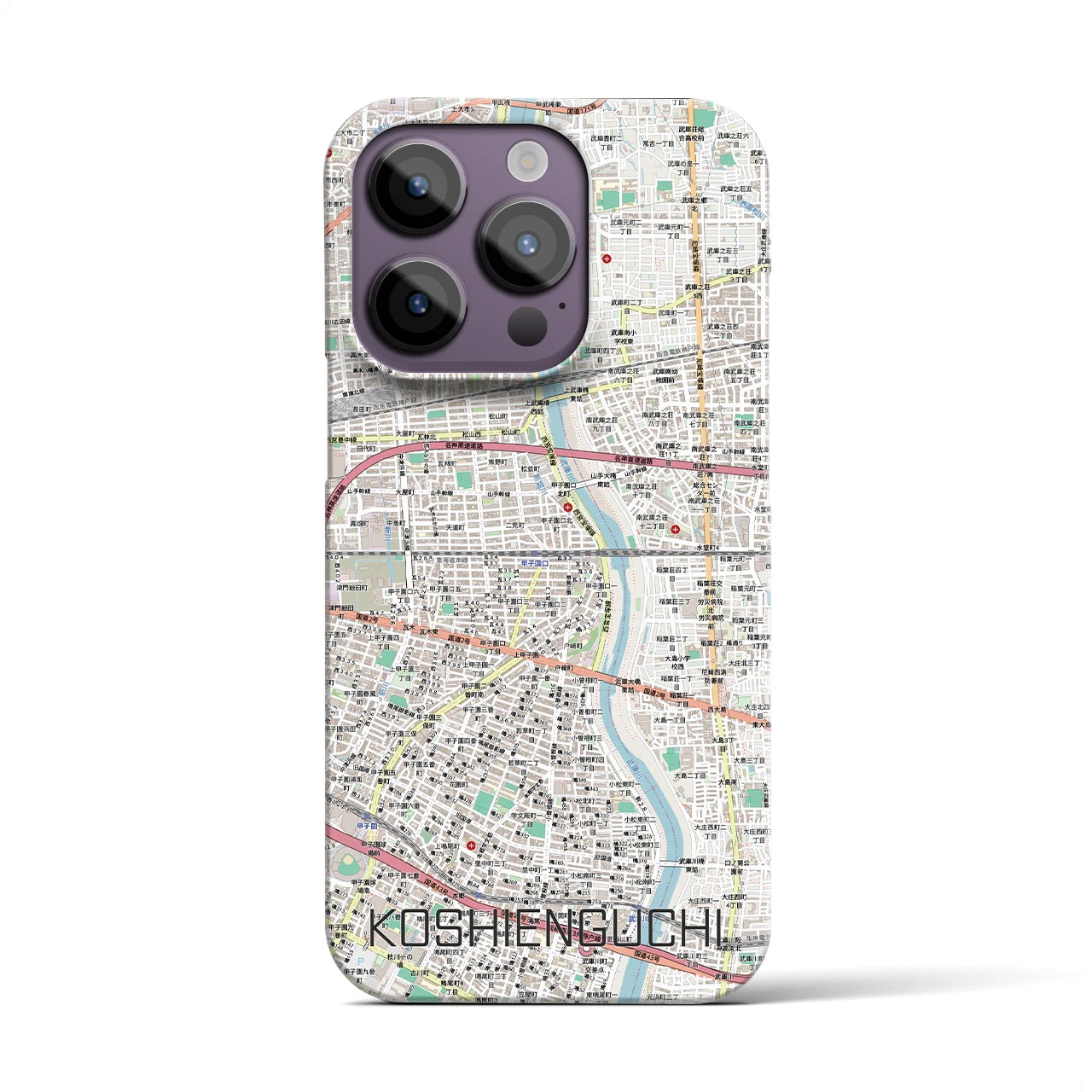 【甲子園口（兵庫県）】地図柄iPhoneケース（バックカバータイプ）