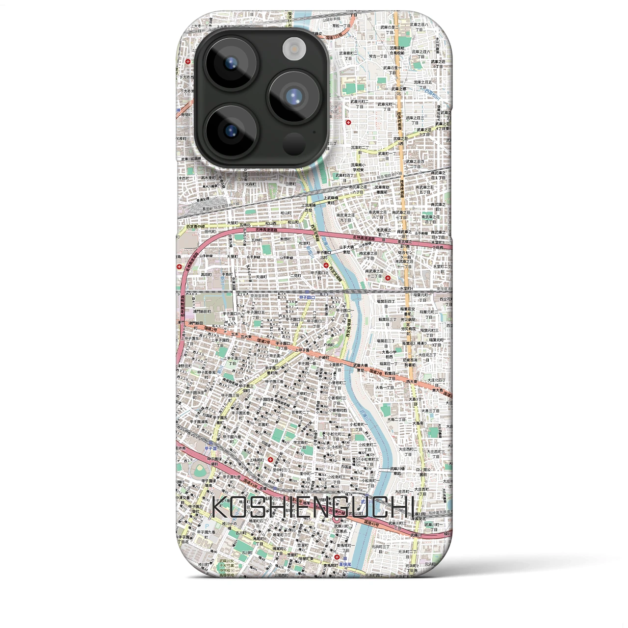 【甲子園口（兵庫県）】地図柄iPhoneケース（バックカバータイプ）