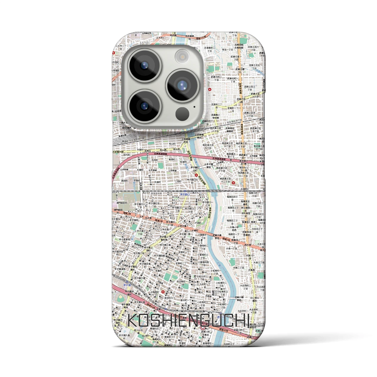 【甲子園口（兵庫県）】地図柄iPhoneケース（バックカバータイプ）