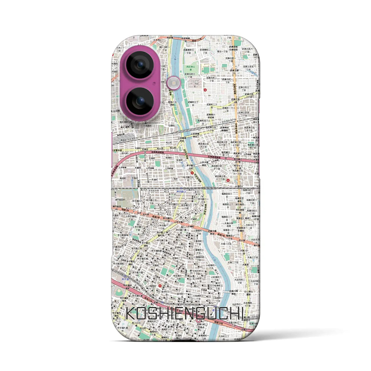 【甲子園口（兵庫県）】地図柄iPhoneケース（バックカバータイプ）