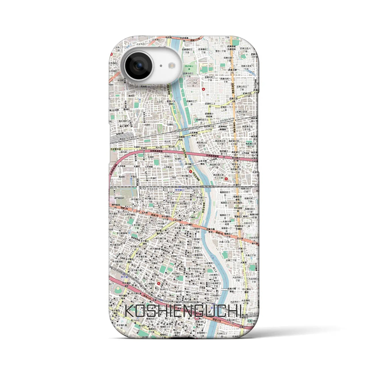 【甲子園口（兵庫県）】地図柄iPhoneケース（バックカバータイプ）