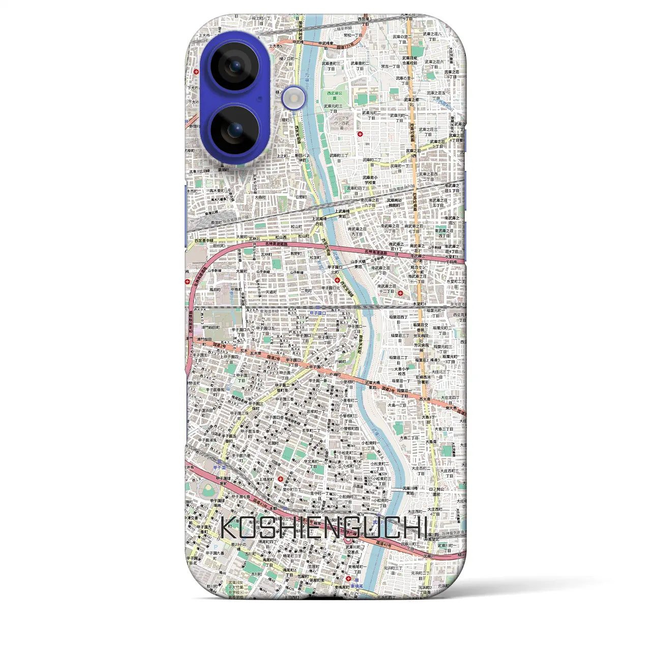 【甲子園口（兵庫県）】地図柄iPhoneケース（バックカバータイプ）