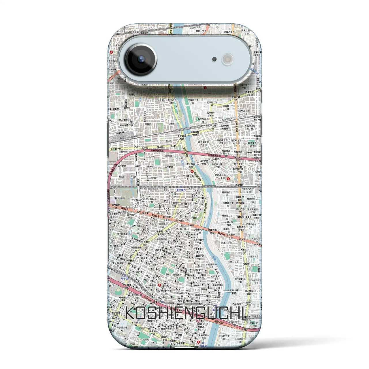 【甲子園口（兵庫県）】地図柄iPhoneケース（バックカバータイプ）
