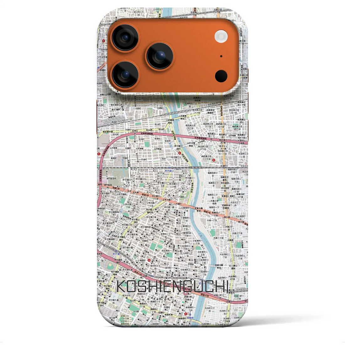 【甲子園口（兵庫県）】地図柄iPhoneケース（バックカバータイプ）