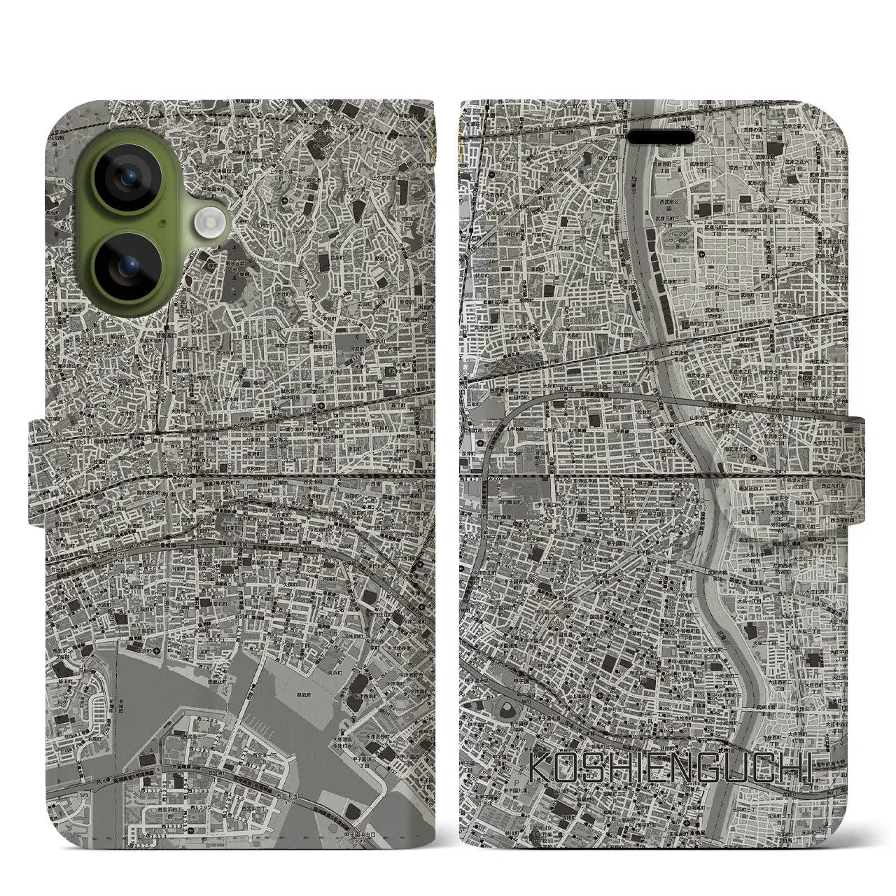 【甲子園口（兵庫県）】地図柄iPhoneケース（手帳タイプ）