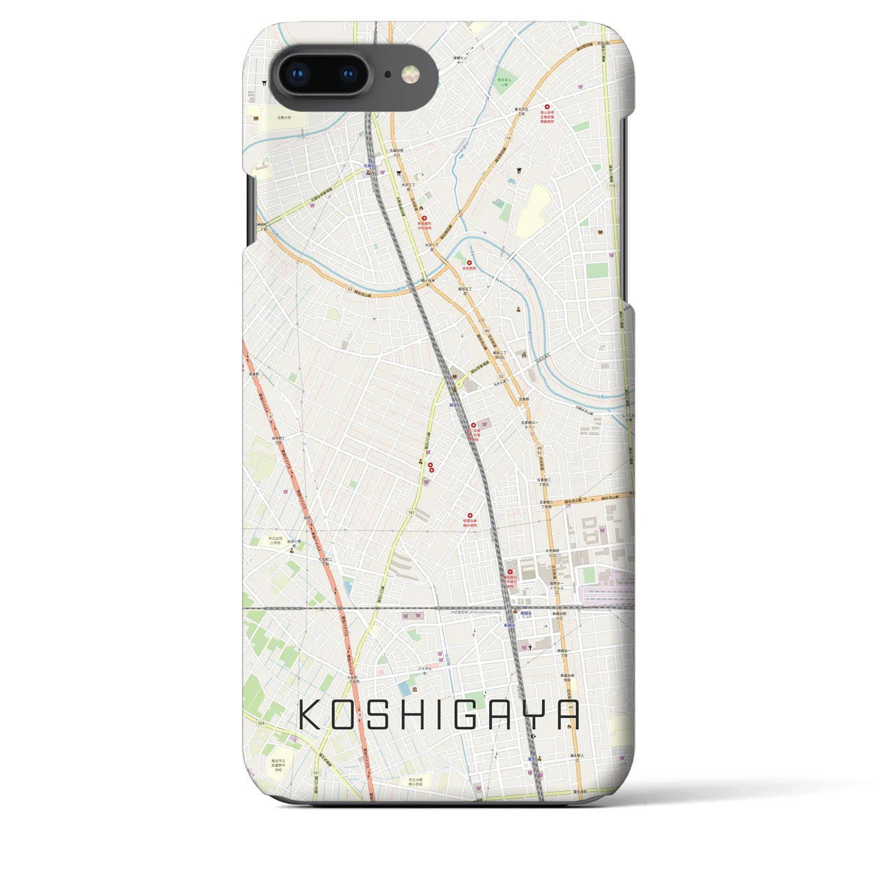 【越谷（埼玉県）】地図柄iPhoneケース（バックカバータイプ）