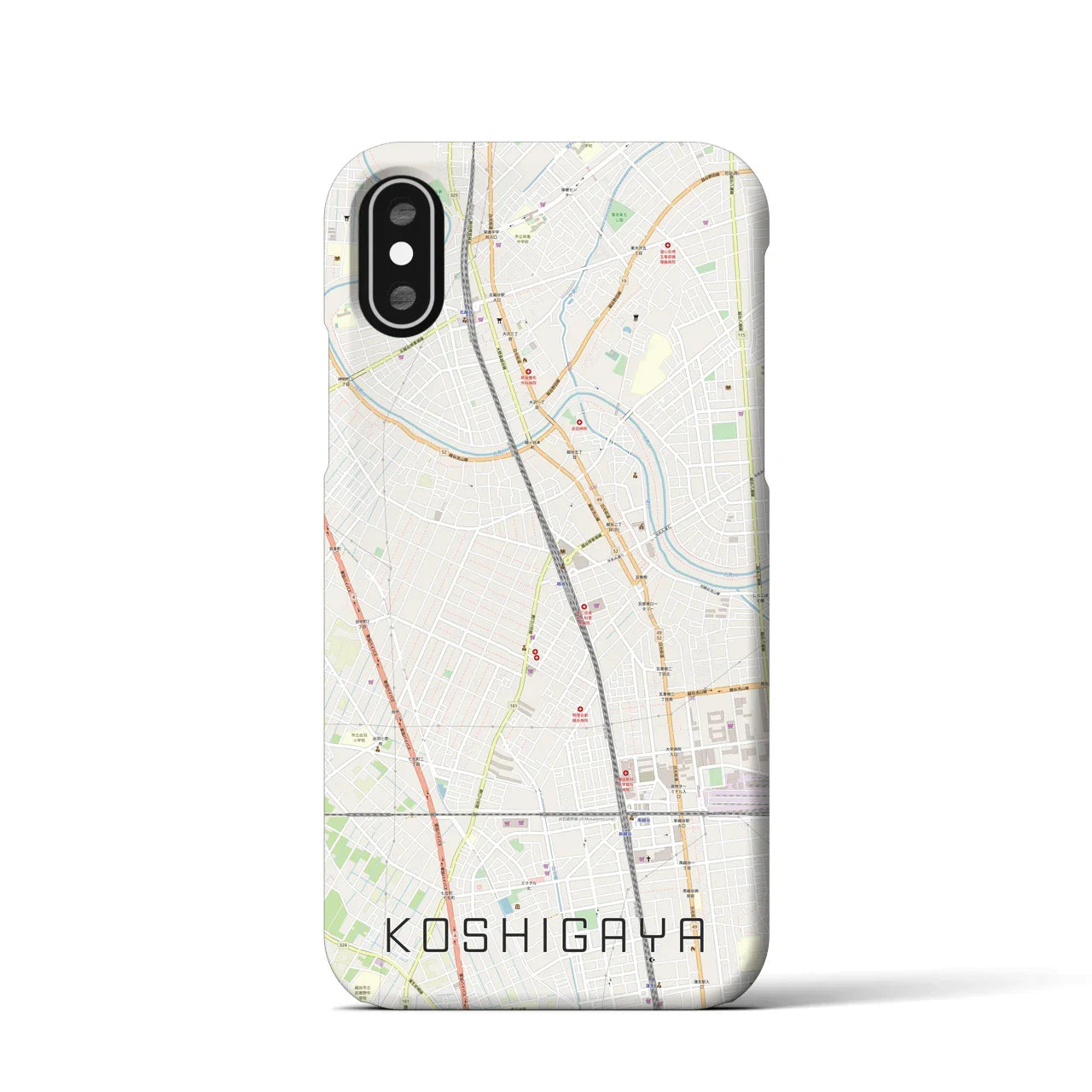 【越谷（埼玉県）】地図柄iPhoneケース（バックカバータイプ）