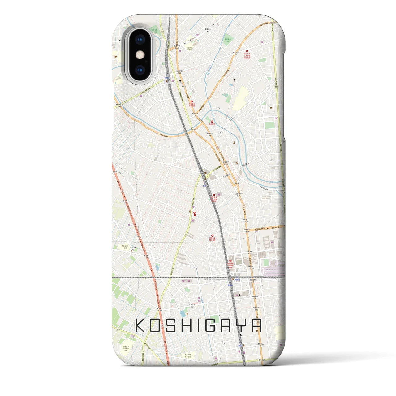 【越谷（埼玉県）】地図柄iPhoneケース（バックカバータイプ）