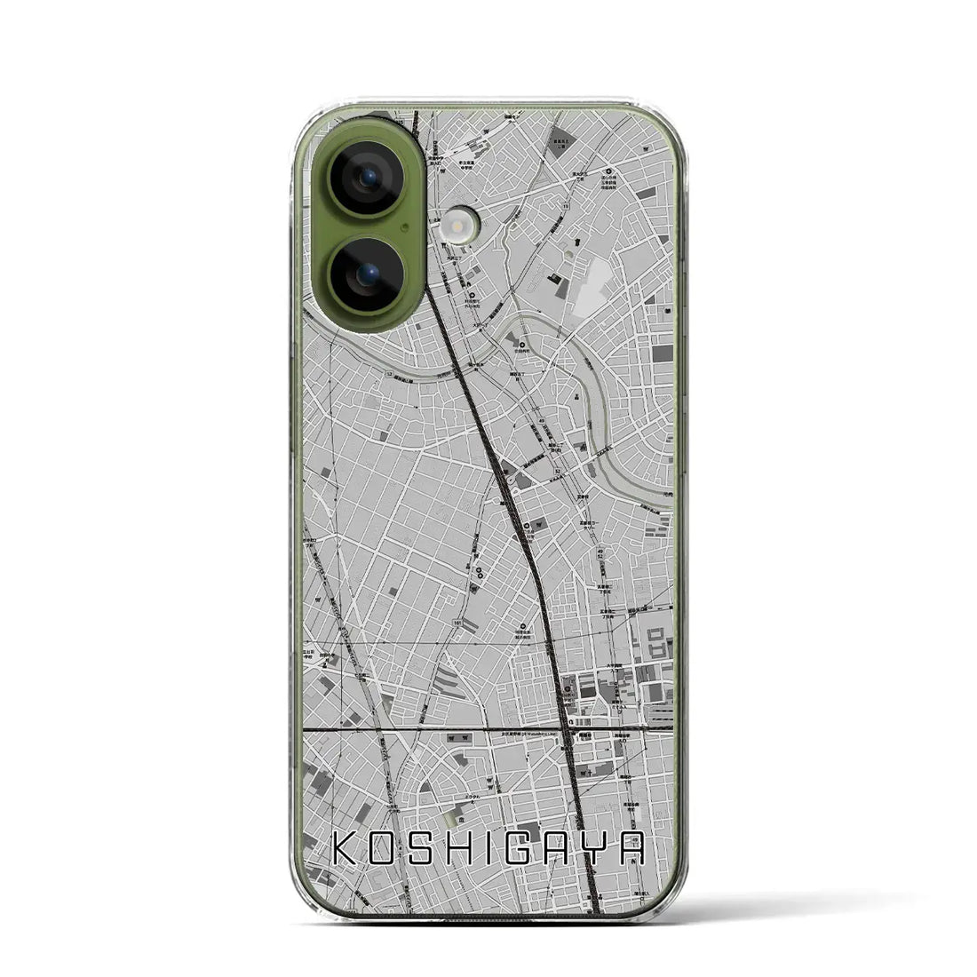 【越谷（埼玉県）】地図柄iPhoneケース（クリアタイプ）モノトーン・iPhone 17 Pro Max 用