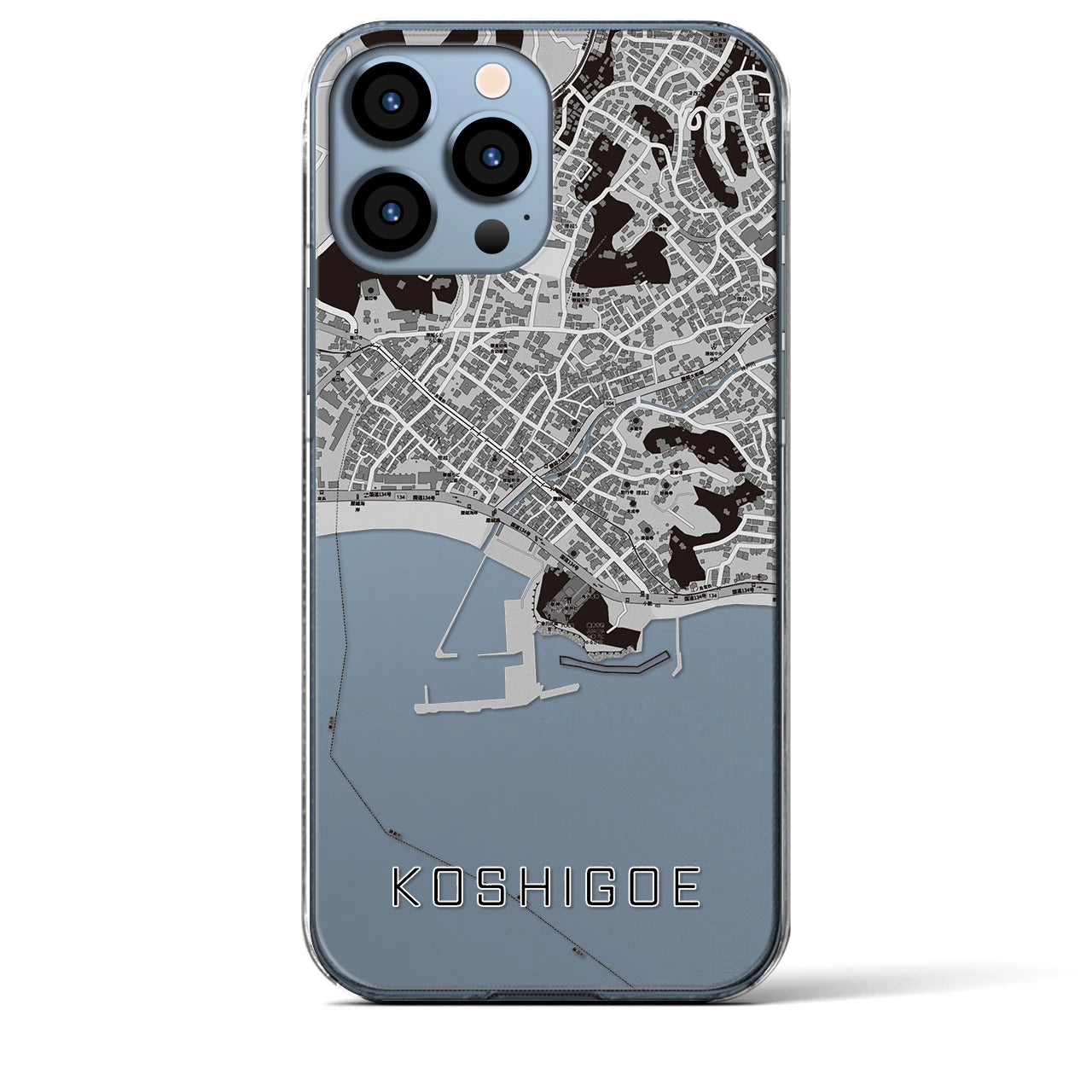 【腰越（神奈川県）】地図柄iPhoneケース（クリアタイプ）