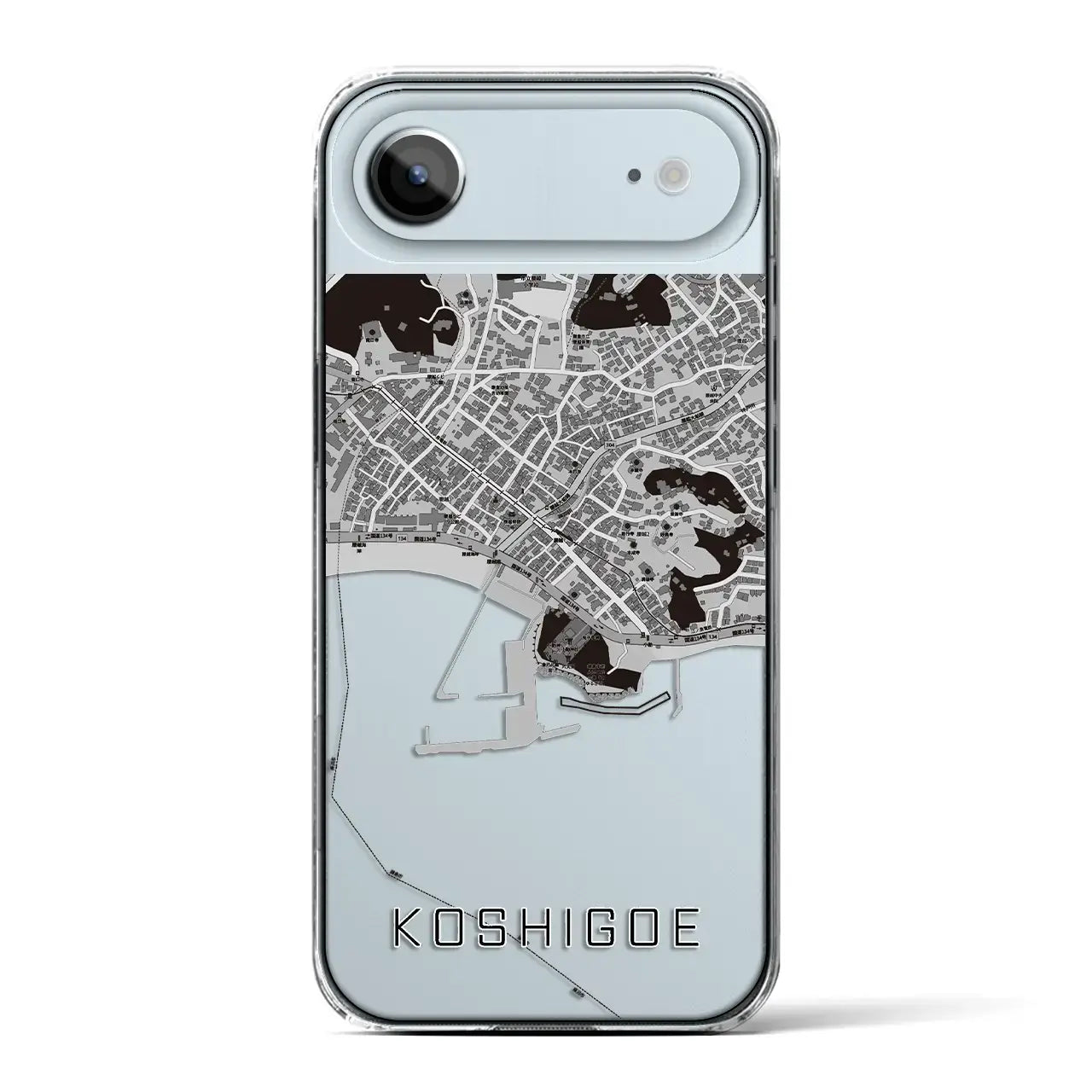 【腰越（神奈川県）】地図柄iPhoneケース（クリアタイプ）モノトーン・iPhone 17 Pro Max 用