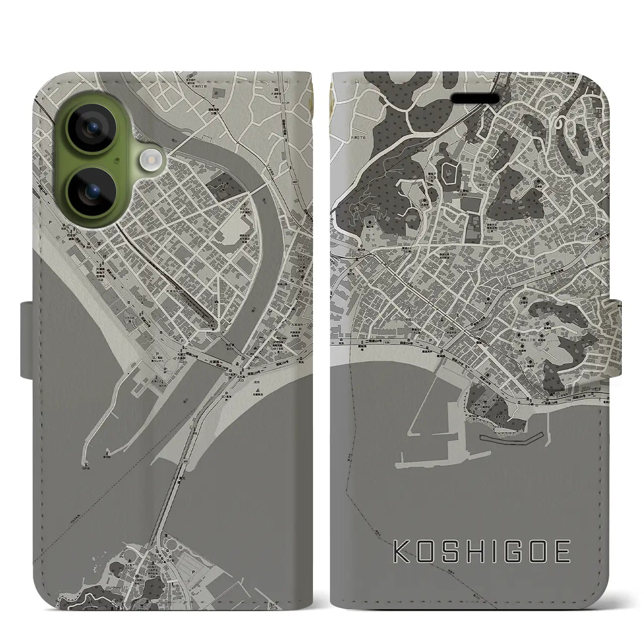 【腰越（神奈川県）】地図柄iPhoneケース（手帳タイプ）