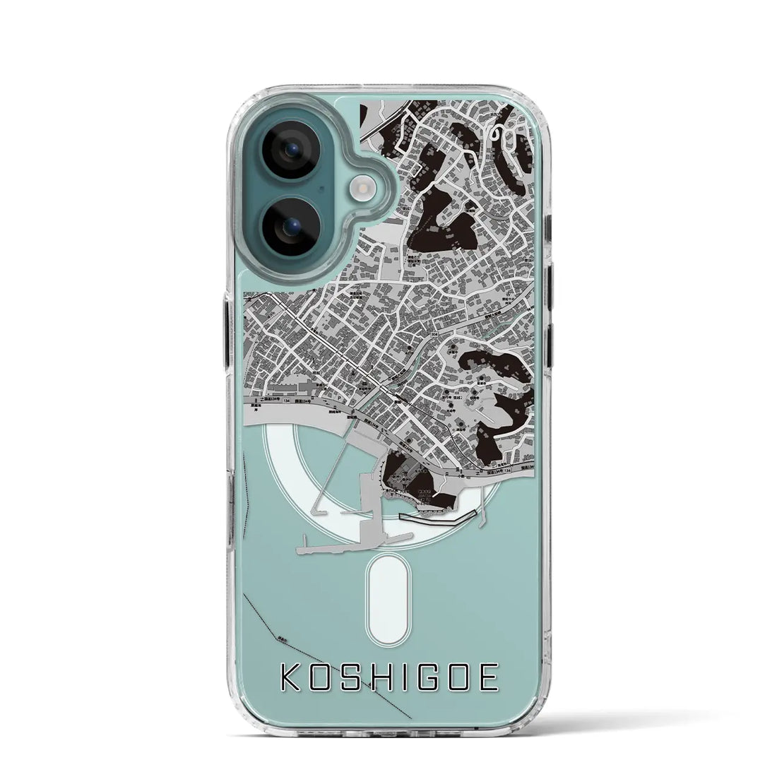 【腰越（神奈川県）】地図柄iPhoneケース（MagSafeタイプ）モノトーン・iPhone 16 Pro 用