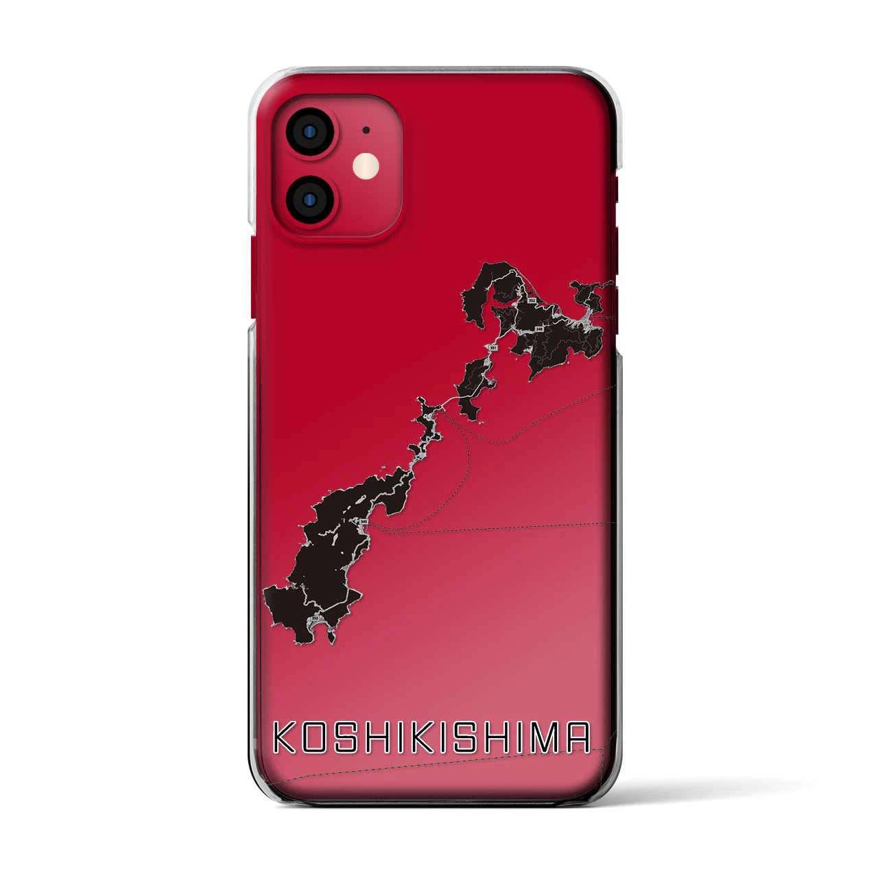 【甑島（鹿児島県）】地図柄iPhoneケース（クリアタイプ）モノトーン・iPhone 11 用