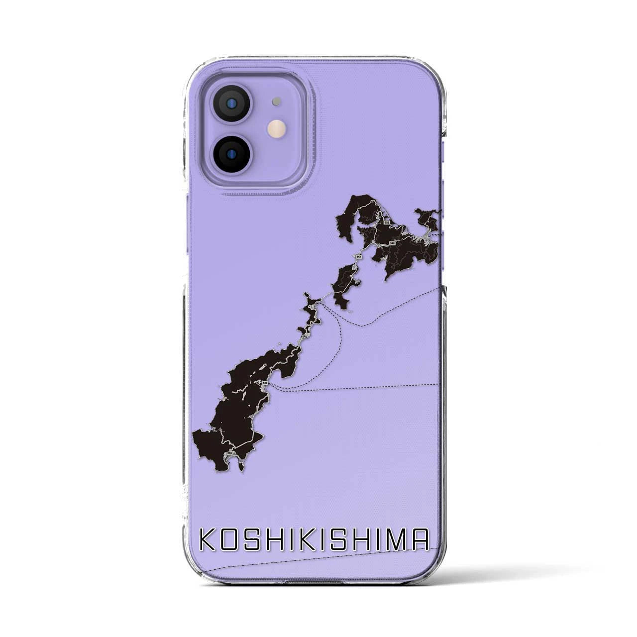 【甑島（鹿児島県）】地図柄iPhoneケース（クリアタイプ）モノトーン・iPhone 12 / 12 Pro 用