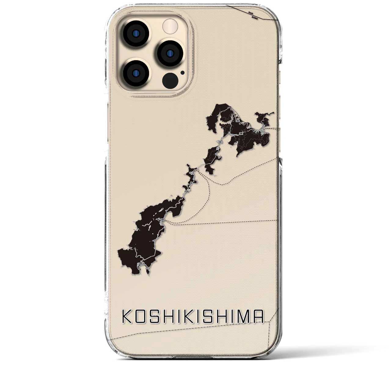 【甑島（鹿児島県）】地図柄iPhoneケース（クリアタイプ）モノトーン・iPhone 12 Pro Max 用