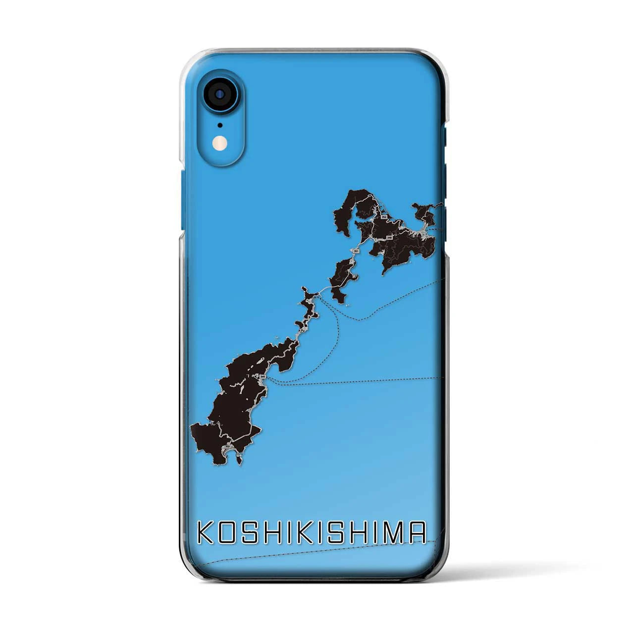 【甑島（鹿児島県）】地図柄iPhoneケース（クリアタイプ）モノトーン・iPhone XR 用