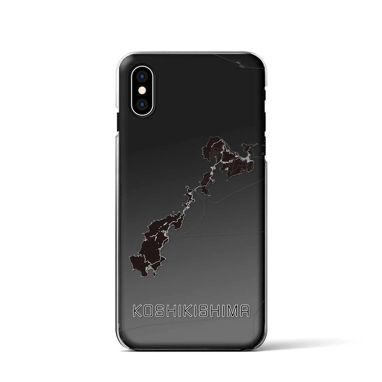 【甑島（鹿児島県）】地図柄iPhoneケース（クリアタイプ）モノトーン・iPhone XS / X 用